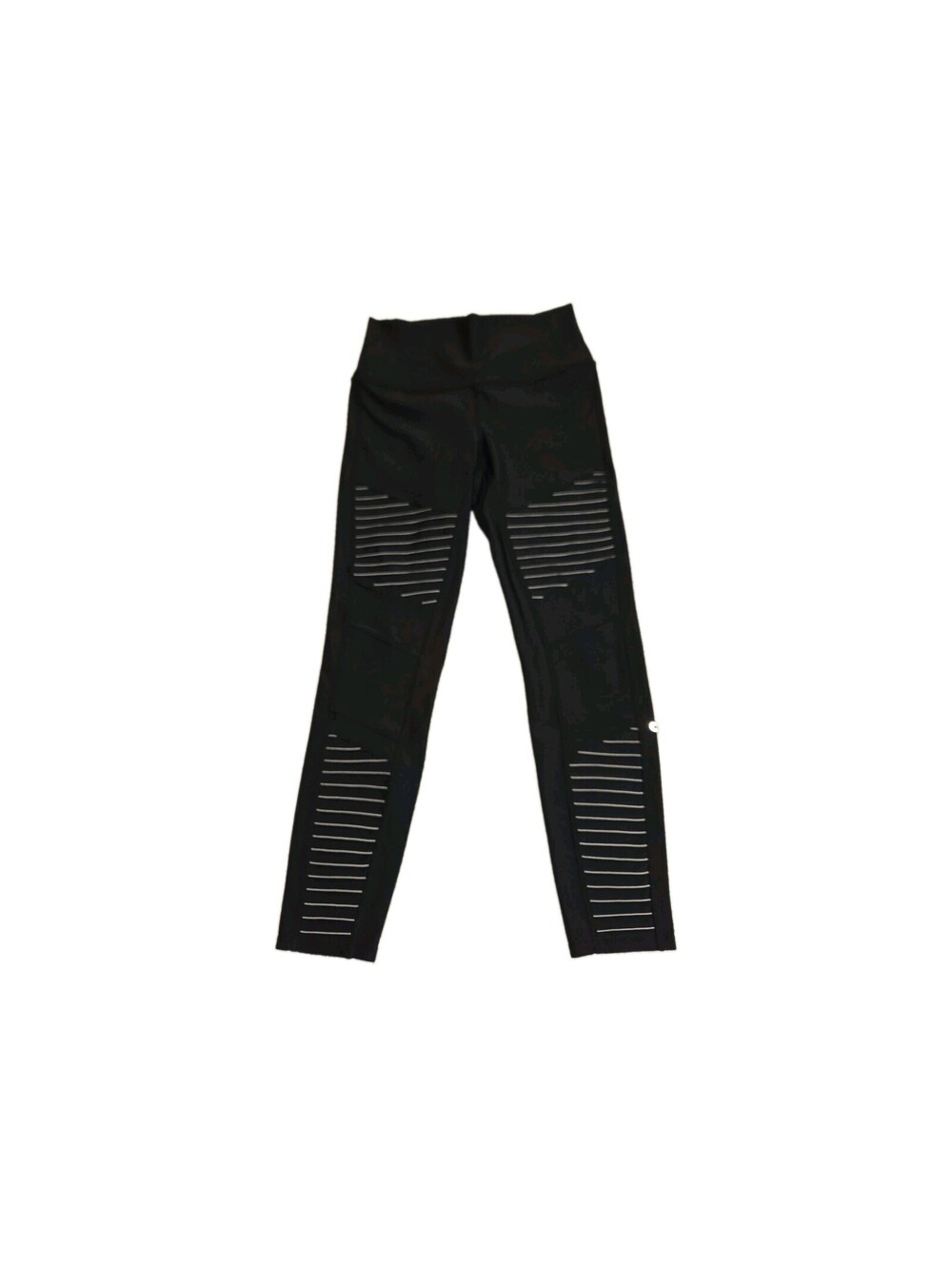 Alo Yoga Moto Leggings Black High Waisted Ribbed Mesh Panels Womens Size M